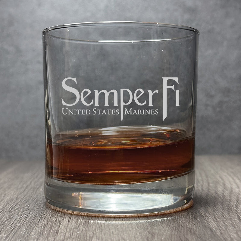 Image for engraved Engraved Semper Fi United States Marines - 11oz Rocks Glass at QualityEngraved.com