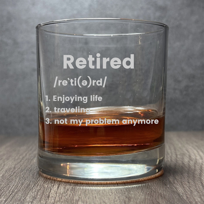 Image for engraved Engraved Definition of Retired - Funny Dictionary Definition - 11 oz Cocktail Glass at QualityEngraved.com