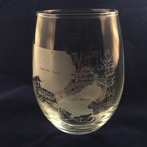 Hometown City Map Stemless Wine Glasses