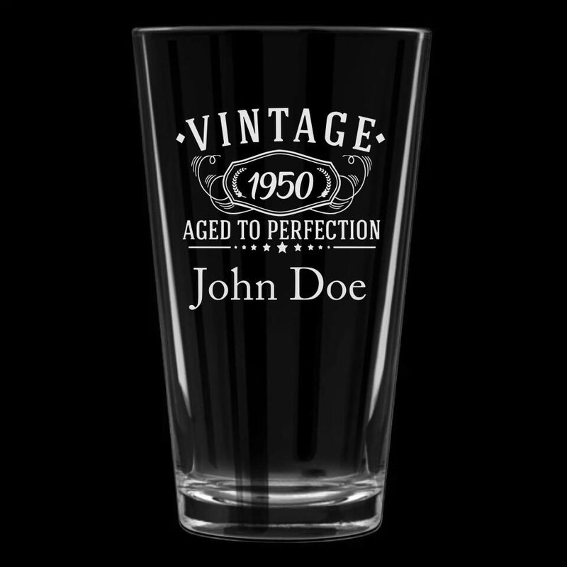 Personalized Date Vintage Aged to Perfection Glasses