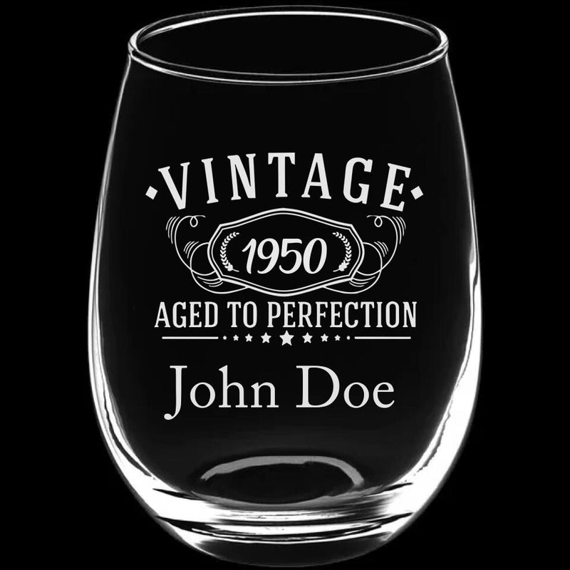 Personalized Date Vintage Aged to Perfection Glasses