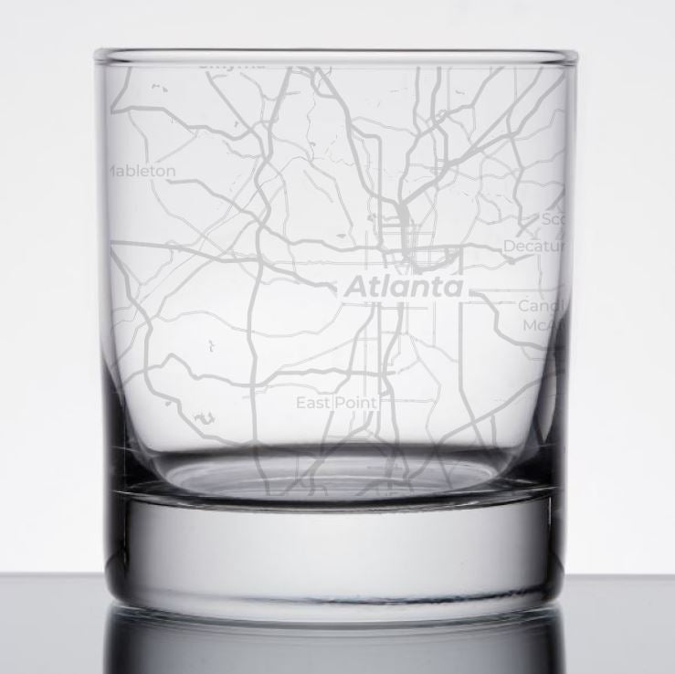 Image for engraved Atlanta, Georgia City Map Glass - 11oz Rocks Glass at QualityEngraved.com