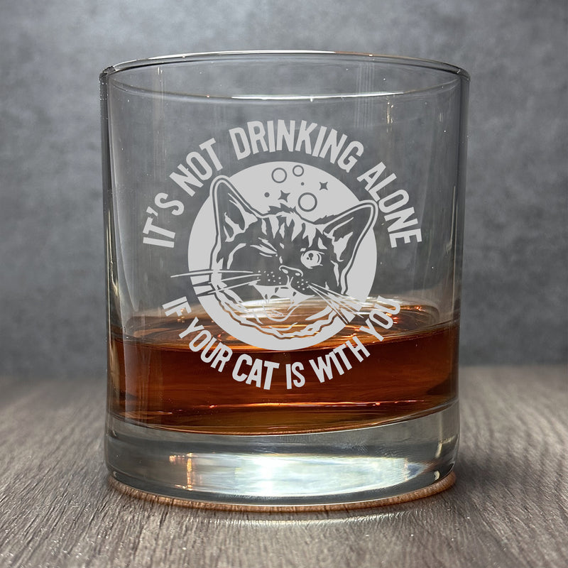 Image for engraved Engraved It's Not Really Drinking Alone if the Cat is Home - 11 oz Cocktail Glass at QualityEngraved.com