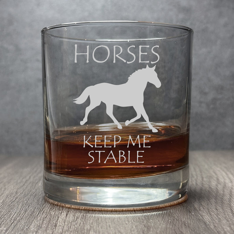 Image for engraved Engraved Horses Keep Me Stable - Cute Engraved Horse DOF Glass - 11 oz Cocktail Glass at QualityEngraved.com