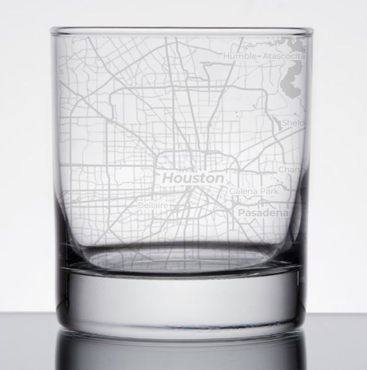 Image for engraved Houston, Texas City Map Glass - 11oz Rocks Glass at QualityEngraved.com