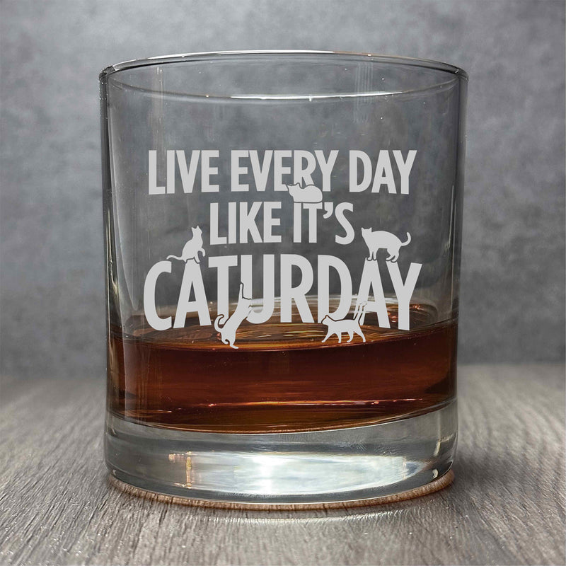 Caturday - Engraved Funny Cat Day 11 oz Cocktail Glass