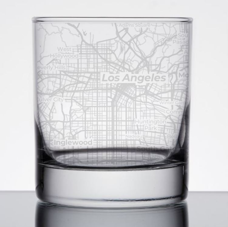 Image for engraved Los Angeles, California City Map Glass - 11oz Rocks Glass at QualityEngraved.com