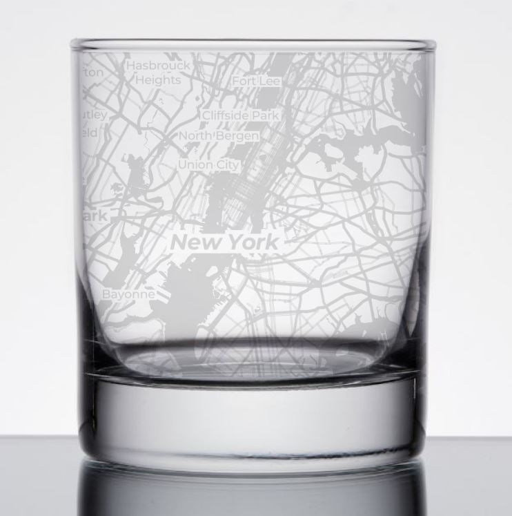 Image for engraved New York City Map Glass - 11oz Rocks Glass at QualityEngraved.com