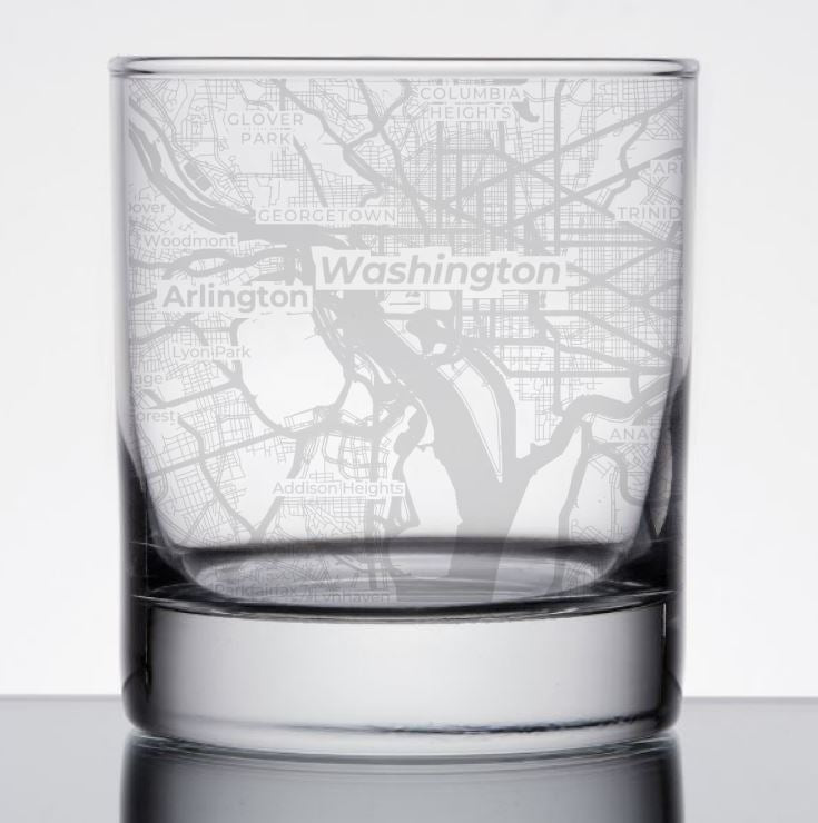Image for engraved Washington DC City Map Glass - 11oz Rocks Glass at QualityEngraved.com