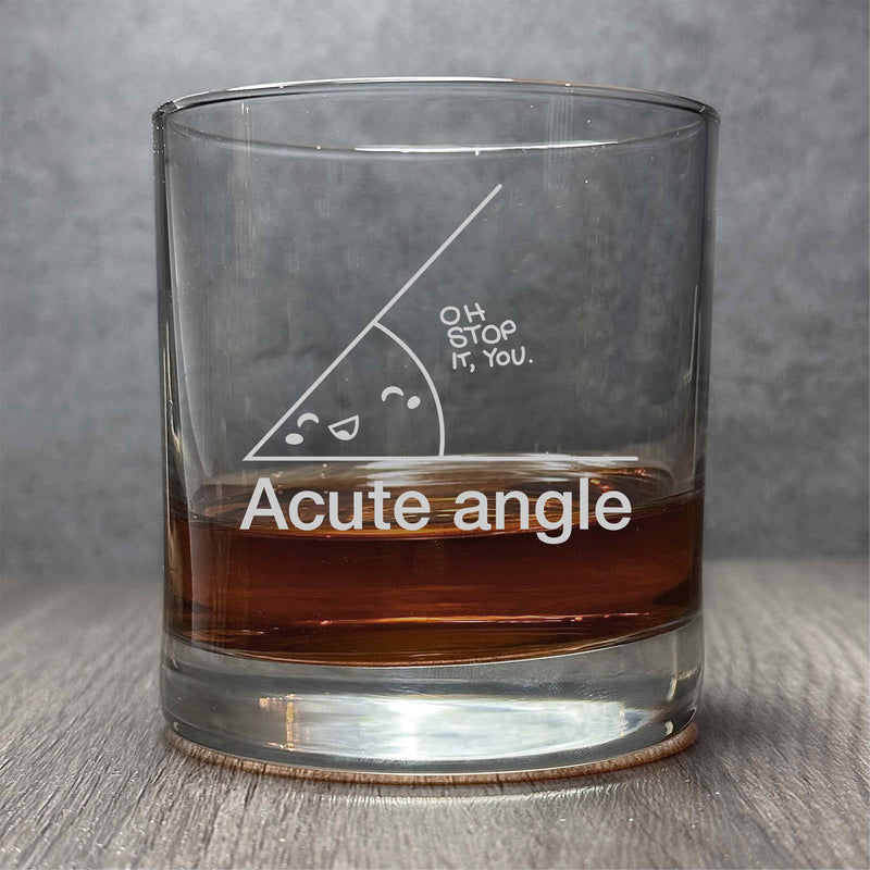 Acute Angle - Engraved Funny and Cute 11 oz Cocktail Glass