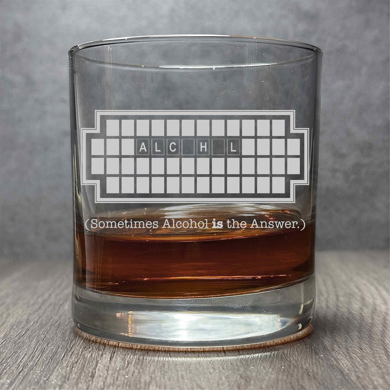 Alcohol is the Answer- Engraved Funny Game show Glass - 11 oz Cocktail Glass