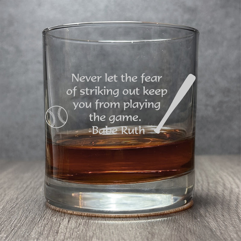 Image for engraved Engraved Positive History Quote Babe Ruth - Baseball Glass - 11 oz Cocktail Glass at QualityEngraved.com
