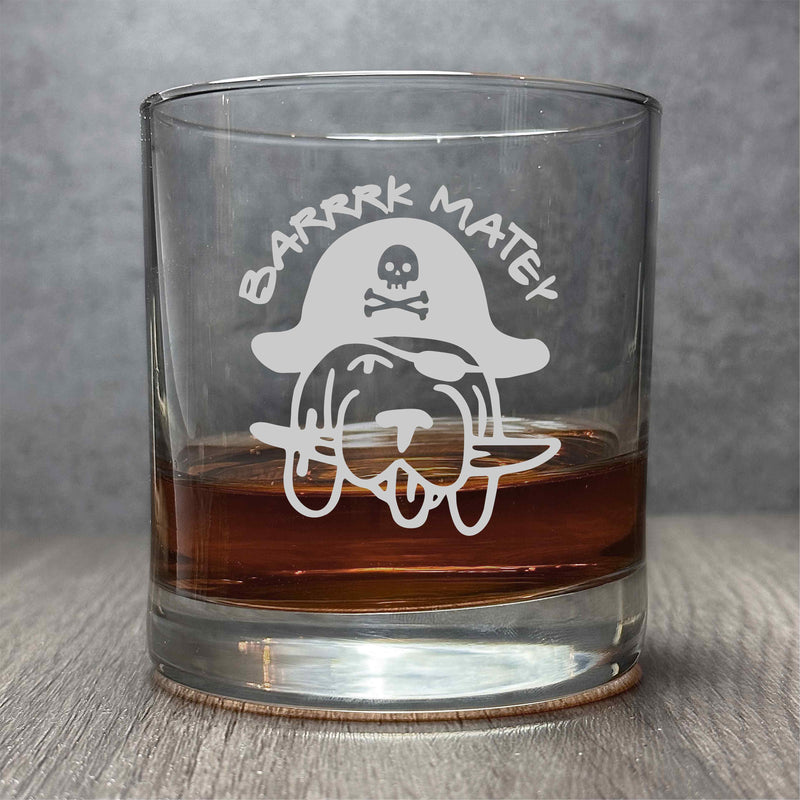Barrrk Matey  - Engraved Funny and Cute Pirate Dog 11 oz Cocktail Glass