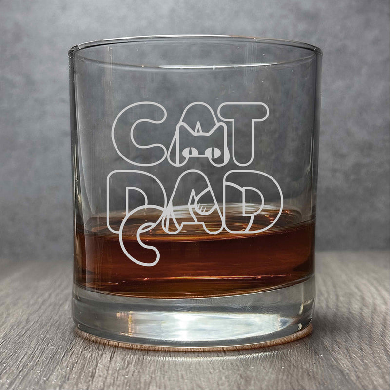 Cat Dad - Engraved 11 oz Cocktail Glass