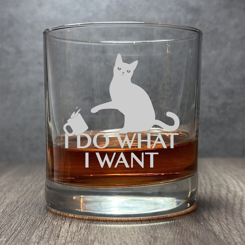 Image for engraved Engraved I do what I want Sassy Cat Knocking off Coffee - 11 oz Cocktail Glass at QualityEngraved.com