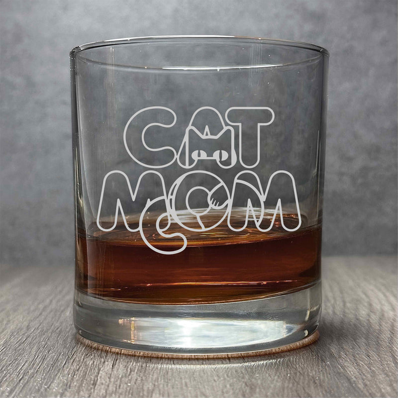 Cat Mom- Engraved 11 oz Cocktail Glass
