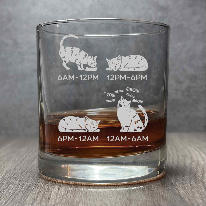The Cat Schedule for the Day - Engraved Funny 11 oz Cocktail Glass