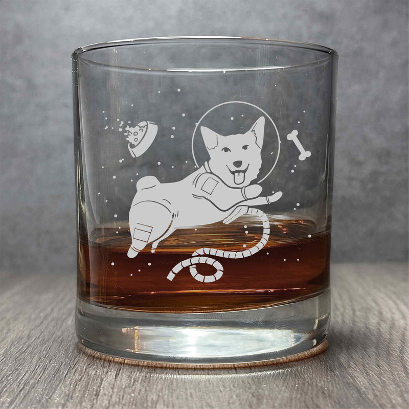 Corgi in Space - Astronaut Dog Engraved Funny 11 oz Cocktail Glass
