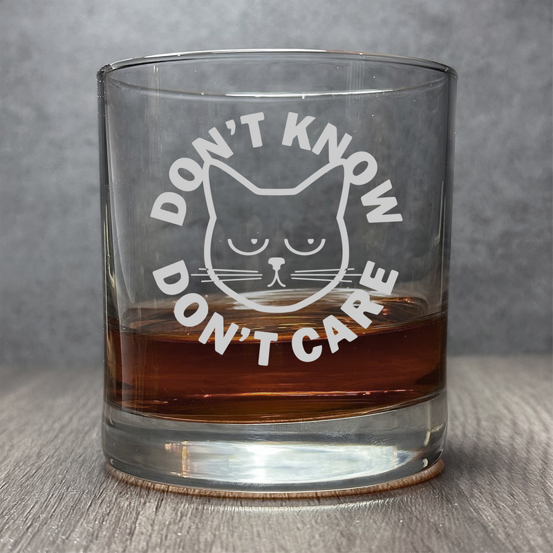 Don't Know, Don't Care - Engraved Funny Grumpy Cat 11 oz Cocktail Glass