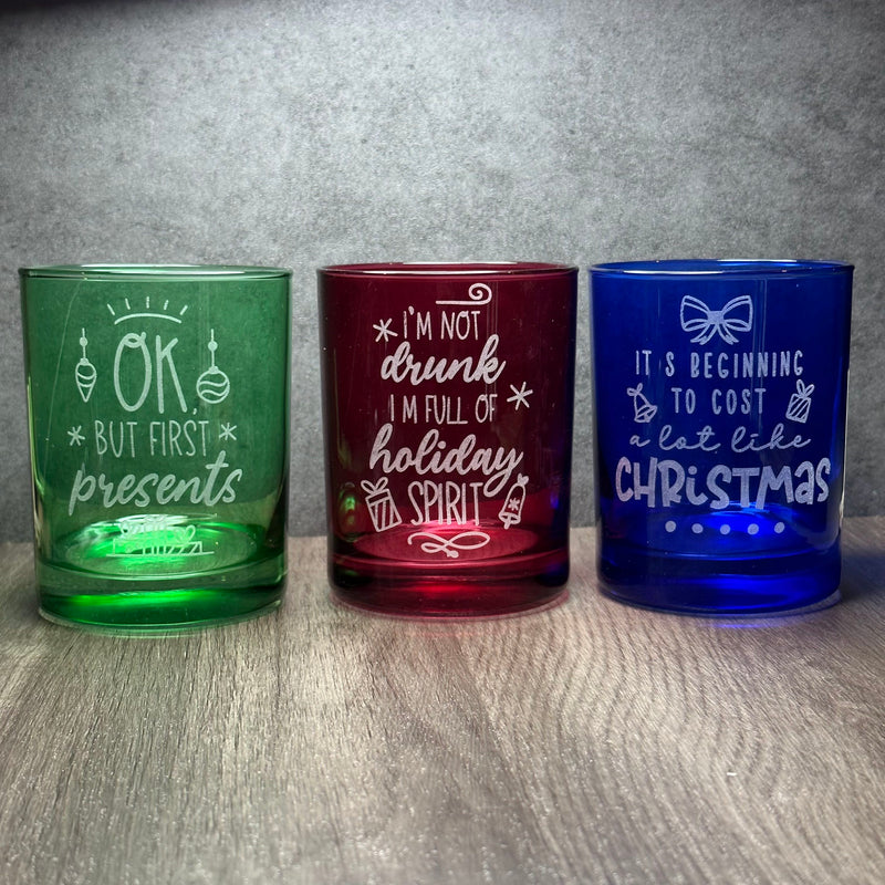 Image for engraved Engraved Holiday 13 oz Rocks Glass - Drunk On Holiday Spirit at QualityEngraved.com