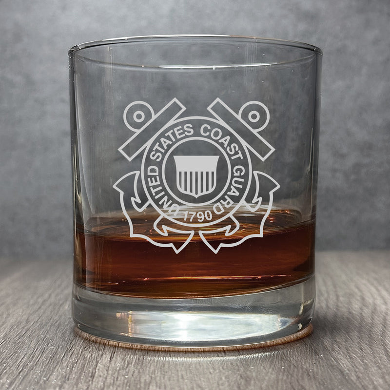 Image for engraved Engraved United States Coast Guard Guard Emblem - 11oz Rocks Glass at QualityEngraved.com