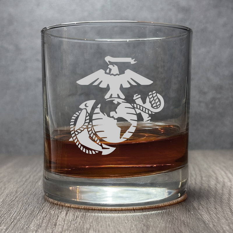 Image for engraved Engraved United States Marines Emblem - 11oz Rocks Glass at QualityEngraved.com