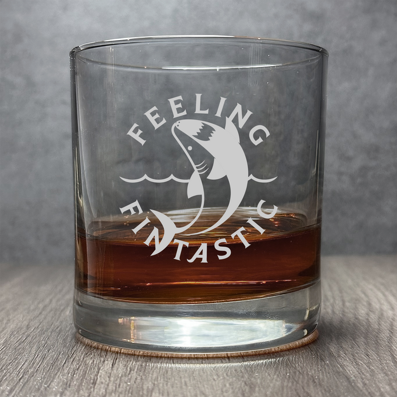 Feeling Fintastic - Funny Shark - Engraved 11 oz Cocktail Glass