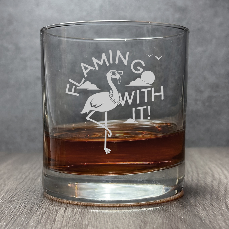 Flaming with It - Cute Flamingo Engraved 11 oz Cocktail Glass