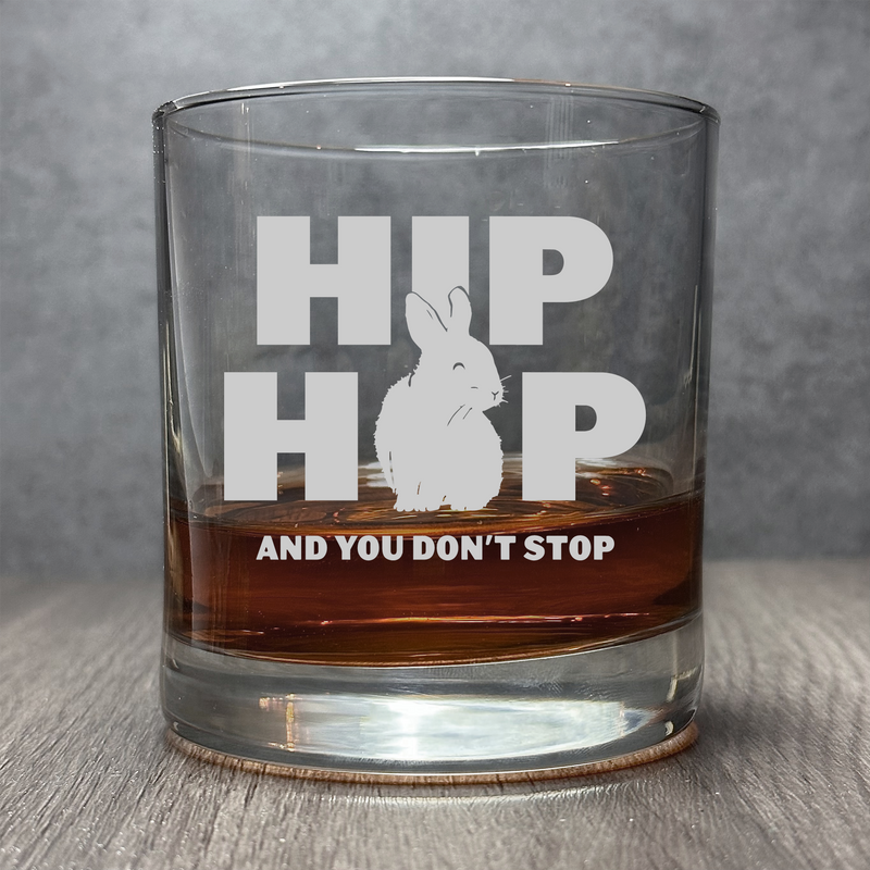 Hip Hop - Cute Engraved Bunny - 11 oz Cocktail Glass
