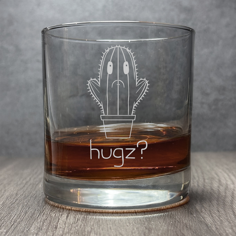 Cactus - hugz?  -  Cute Engraved Gift -11 oz Cocktail Glass
