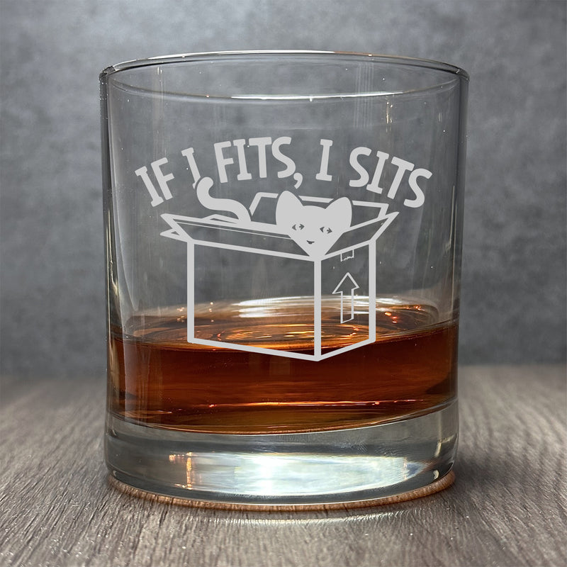 Image for engraved Engraved If I Fits, I Sits – Funny Cat in the Box - 11 oz Cocktail Glass at QualityEngraved.com