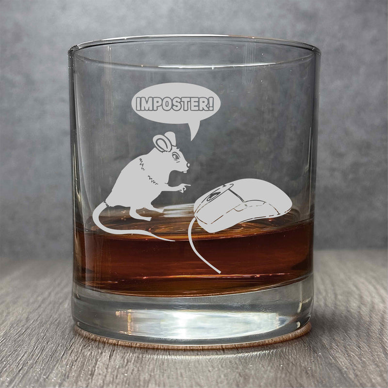Imposter Mouse and Computer Mouse - Engraved 11 oz Cocktail Glass