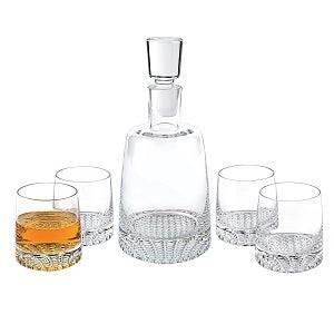 5 Piece Engraved Park Avenue Whiskey, Bourbon or Scotch Decanter Personalized Set engraved  Quality Glass Engraving 