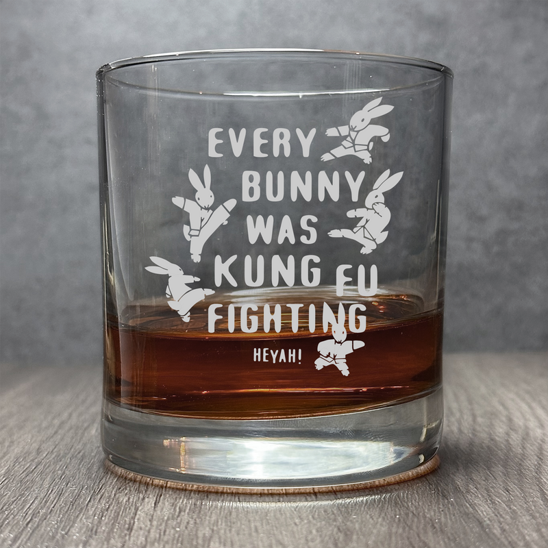 Every Bunny was Kung Fu Fighting - Engraved Bunny Meme - 11 oz Cocktail Glass