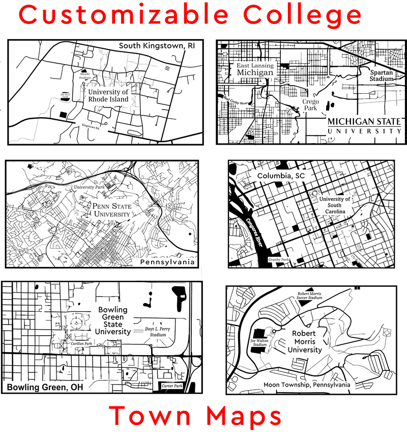 Image for engraved Engraved College Town Map Glass Beer Can/Soda Can 16 oz - Item 209/L-CTM at QualityEngraved.com