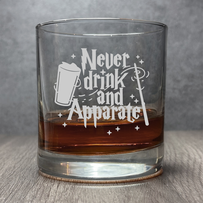 Never Drink and Apparate - Engraved Magic Quote - 11 oz Cocktail Glass