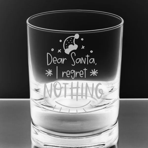 Image for engraved Engraved Holiday 13 oz Rocks Glass - Regret Nothing at QualityEngraved.com