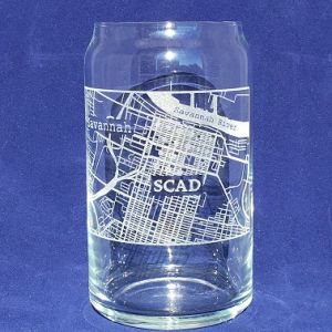 Image for engraved Engraved College Town Map Glass Beer Can/Soda Can 16 oz - Item 209/L-CTM at QualityEngraved.com