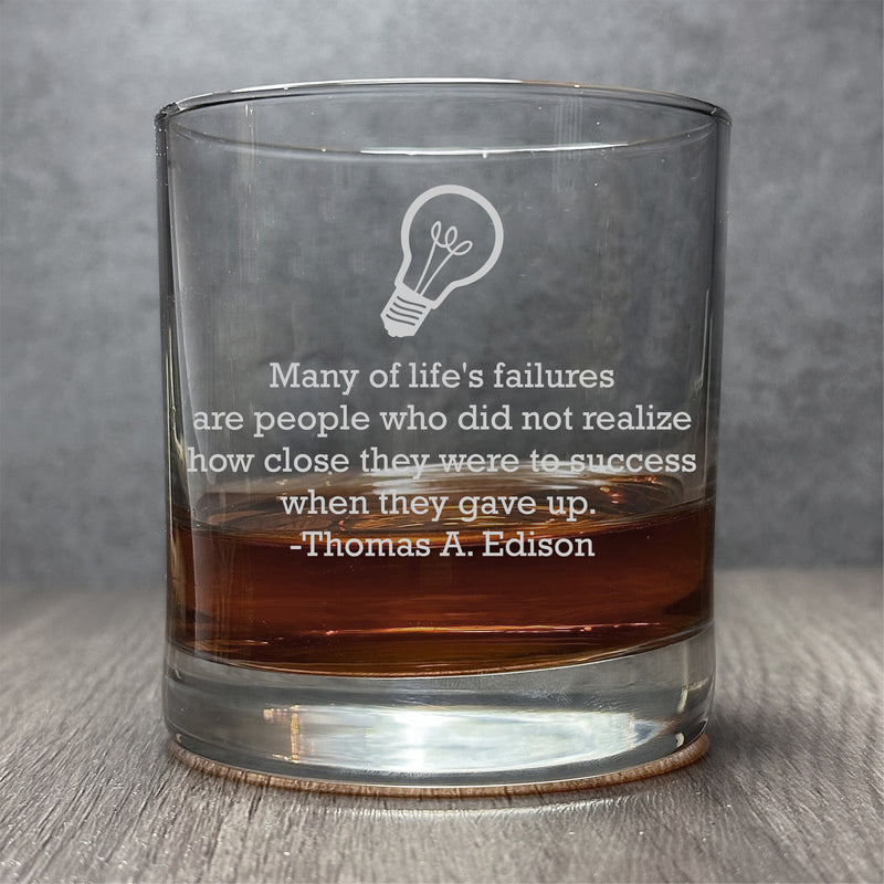 Image for engraved Engraved Positive History Quote Thomas Edison - 11 oz Cocktail Glass at QualityEngraved.com